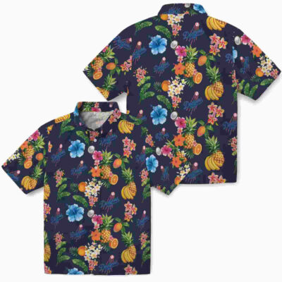 Hibiscus And Fruit Navy Blue Los Angeles Dodgers Hawaiian Shirt