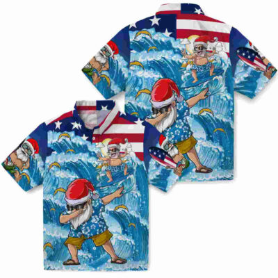Surfing Santa Blue Los Angeles Chargers Hawaiian Shirt