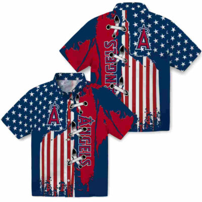 Stitched Flag Blue Los Angeles Angels Hawaiian Shirt