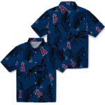 Palm Leaf Blue Los Angeles Angels Hawaiian Shirt