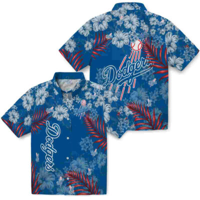 Hibiscus Print Blue Los Angeles Dodgers Hawaiian Shirt
