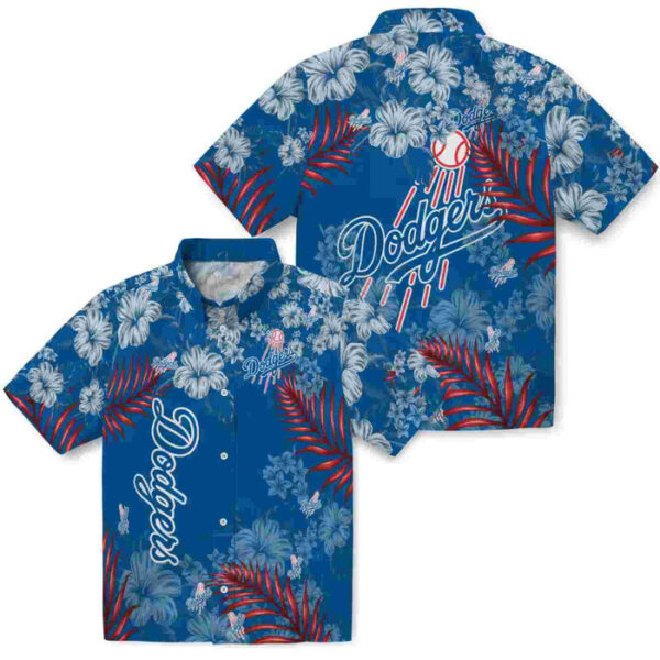 Hibiscus Print Blue Los Angeles Dodgers Hawaiian Shirt