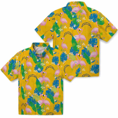Flamingo Foliage Blue Green Los Angeles Chargers Hawaiian Shirt