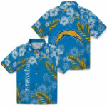 Hibiscus Print Blue Los Angeles Chargers Hawaiian Shirt