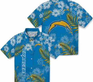 Hibiscus Print Blue Los Angeles Chargers Hawaiian Shirt