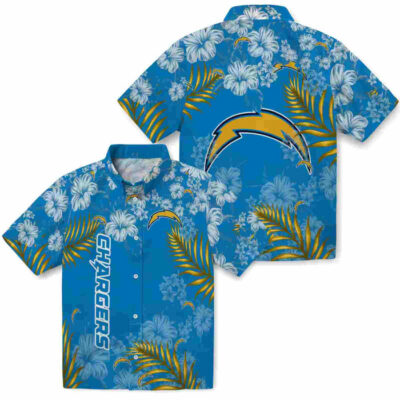 Hibiscus Print Blue Los Angeles Chargers Hawaiian Shirt