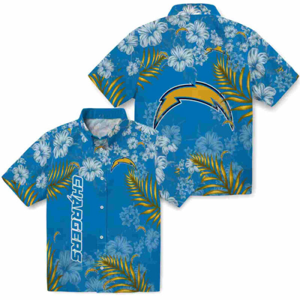 Hibiscus Print Blue Los Angeles Chargers Hawaiian Shirt