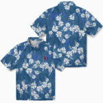 Hibiscus Clusters Blue Los Angeles Angels Hawaiian Shirt