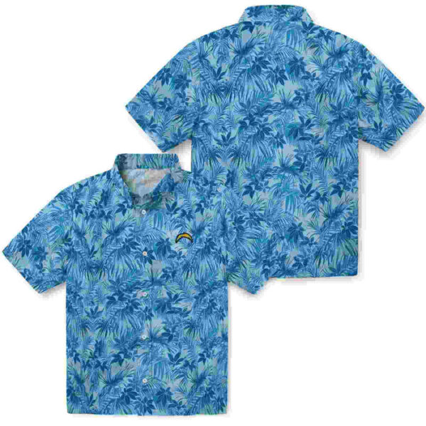 Leafy Pattern Blue Los Angeles Chargers Hawaiian Shirt