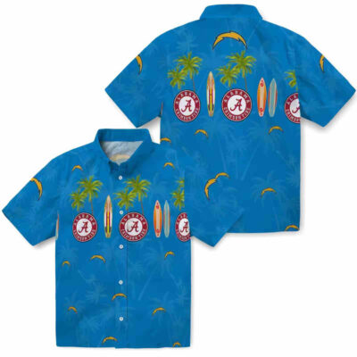 Surfboard Palm Blue Los Angeles Chargers Hawaiian Shirt