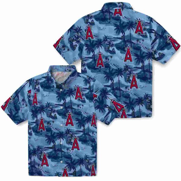 Coastal Palms Blue Los Angeles Angels Hawaiian Shirt