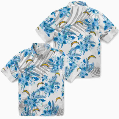 Hibiscus Palm Leaves Blue White Los Angeles Chargers Hawaiian Shirt