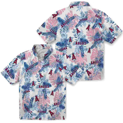 Tropical Leaves Blue White Los Angeles Angels Hawaiian Shirt