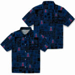 Tropical Patchwork Blue Black Los Angeles Angels Hawaiian Shirt