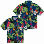 Toucan Hibiscus Pineapple Blue Green Los Angeles Angels Hawaiian Shirt