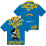 Surfing Mickey Blue Los Angeles Chargers Hawaiian Shirt