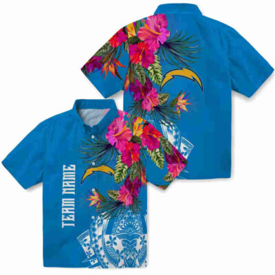 Floral Polynesian Blue Los Angeles Chargers Hawaiian Shirt