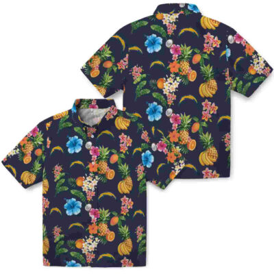 Hibiscus And Fruit Navy Blue Los Angeles Chargers Hawaiian Shirt