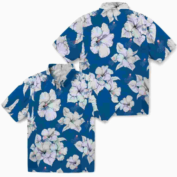 Hibiscus Blooms Blue White Los Angeles Dodgers Hawaiian Shirt
