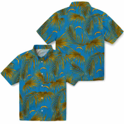 Leafy Palms Blue Los Angeles Chargers Hawaiian Shirt