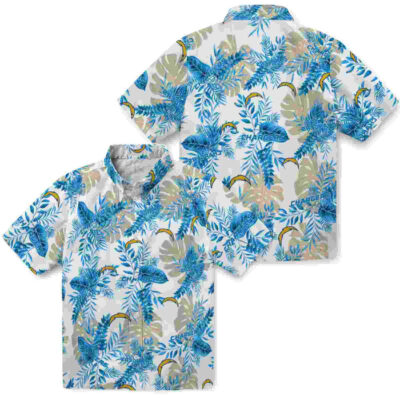 Tropical Leaves Blue White Los Angeles Chargers Hawaiian Shirt