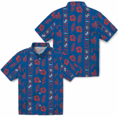 Framed Floral Blue Los Angeles Dodgers Hawaiian Shirt