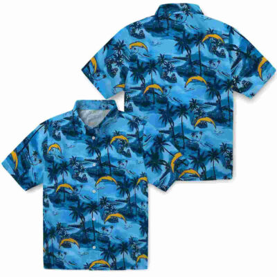 Coastal Palms Blue Los Angeles Chargers Hawaiian Shirt