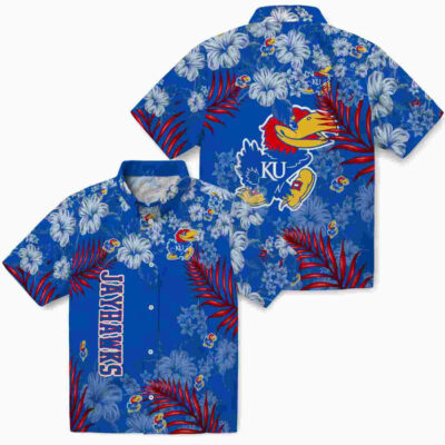 Hibiscus Print Blue Kansas Jayhawks Hawaiian Shirt
