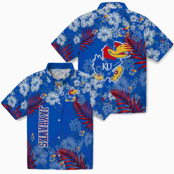 Hibiscus Print Blue Kansas Jayhawks Hawaiian Shirt