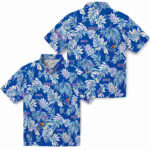 Tropical Leaf Blue White Kansas Jayhawks Hawaiian Shirt