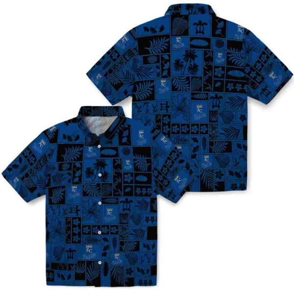 Tropical Patchwork Royal Blue Black Kansas City Royals Hawaiian Shirt