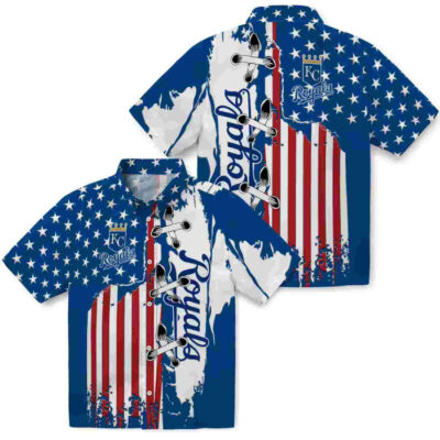 Stitched Flag Royal Blue Kansas City Royals Hawaiian Shirt