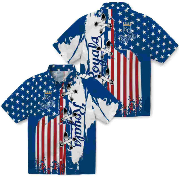 Stitched Flag Royal Blue Kansas City Royals Hawaiian Shirt