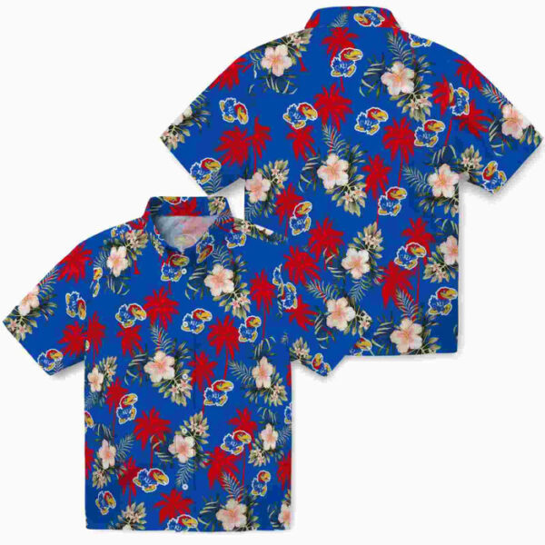 Palm Tree Flower Blue Kansas Jayhawks Hawaiian Shirt