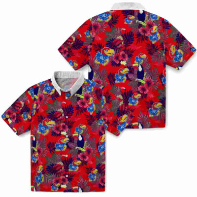 Floral Toucan Blue Red Kansas Jayhawks Hawaiian Shirt