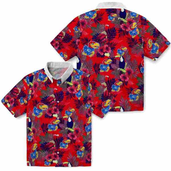 Floral Toucan Blue Red Kansas Jayhawks Hawaiian Shirt