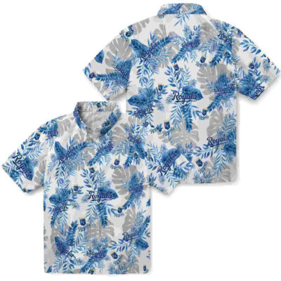 Tropical Leaves Royal Blue White Kansas City Royals Hawaiian Shirt