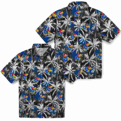 Palm Pattern Blue Black Kansas Jayhawks Hawaiian Shirt