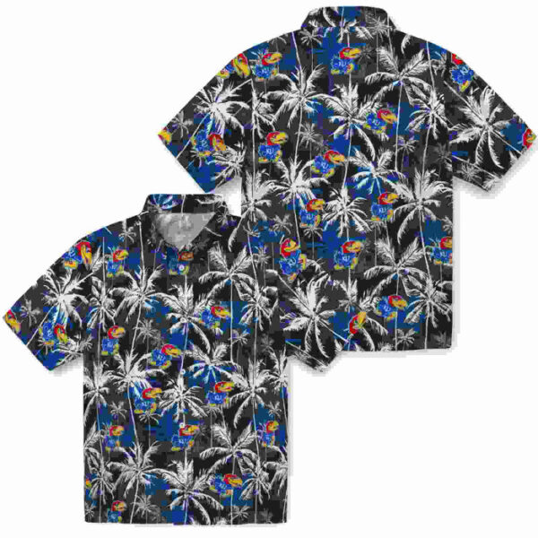 Palm Pattern Blue Black Kansas Jayhawks Hawaiian Shirt