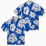Hibiscus Blooms Blue White Kansas Jayhawks Hawaiian Shirt