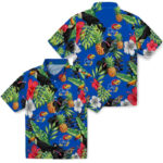 Toucan Hibiscus Pineapple Blue Green Kansas Jayhawks Hawaiian Shirt