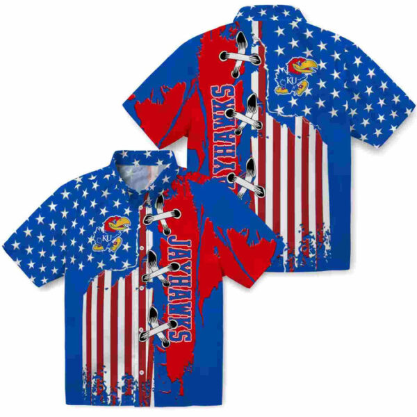 Stitched Flag Blue Kansas Jayhawks Hawaiian Shirt