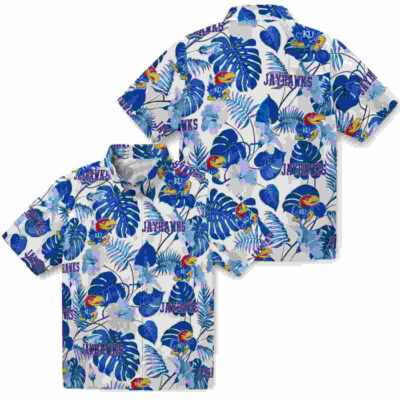 Tropical Plants Blue White Kansas Jayhawks Hawaiian Shirt
