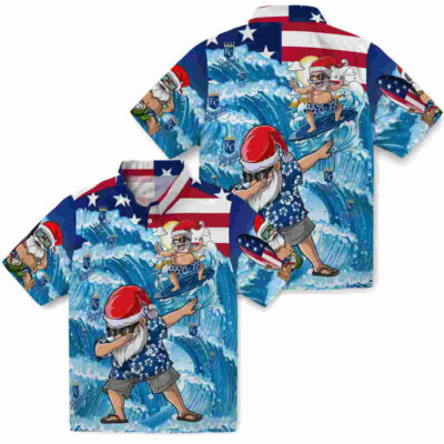Surfing Santa Blue Kansas City Royals Hawaiian Shirt