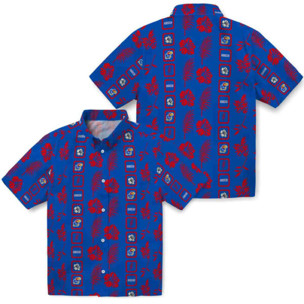 Framed Floral Blue Kansas Jayhawks Hawaiian Shirt