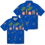 Surfboard Palm Blue Kansas Jayhawks Hawaiian Shirt