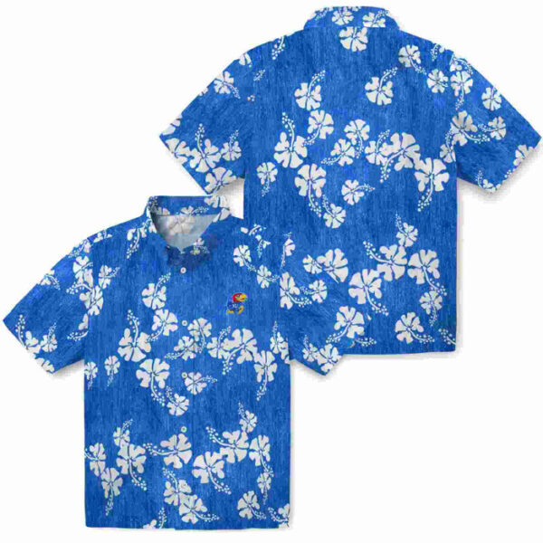 Hibiscus Clusters Blue Kansas Jayhawks Hawaiian Shirt
