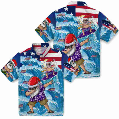 James Madison Dukes Surfing Santa Blue Hawaiian Shirt