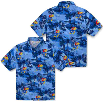 Coastal Palms Blue Kansas Jayhawks Hawaiian Shirt