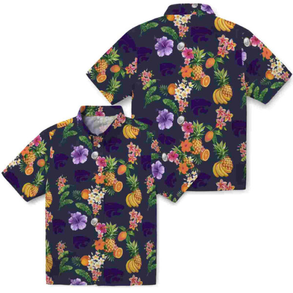 Hibiscus And Fruit Navy Blue Kansas State Wildcats Hawaiian Shirt